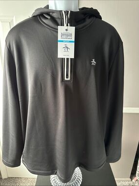 Original Penguin SportBlack Hooded Quarter-Zip Pullover